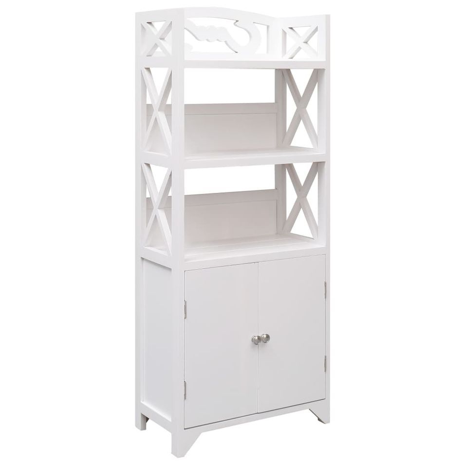 Armoire de salle de bain Blanc 46x24x116 cm Bois de Paulownia - Photo n°1