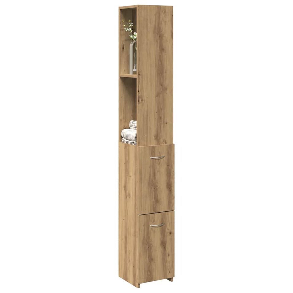 Armoire de salle de bain chêne artisanal 25x25x170 cm - Photo n°1