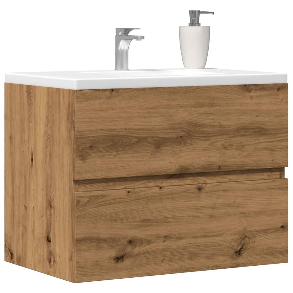 Armoire de salle de bain chêne artisanal bois d'ingénierie - Photo n°1