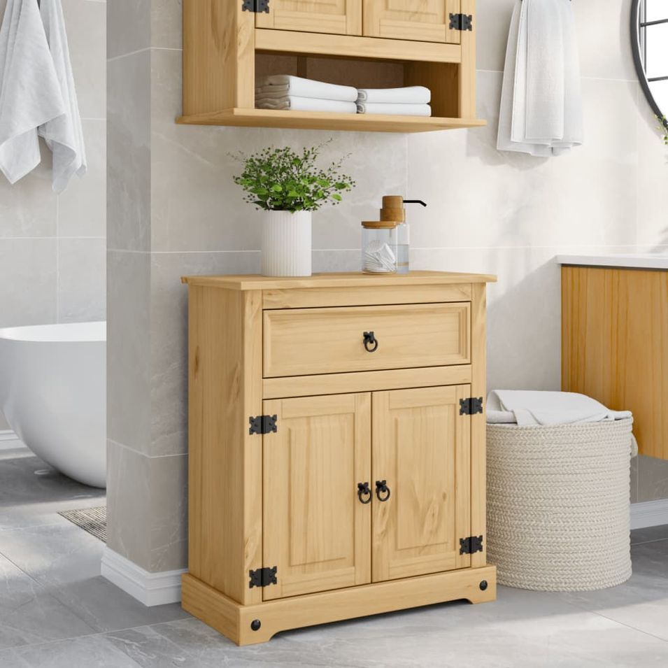 Armoire de salle de bain Corona 70x33x80 cm bois de pin massif - Photo n°1