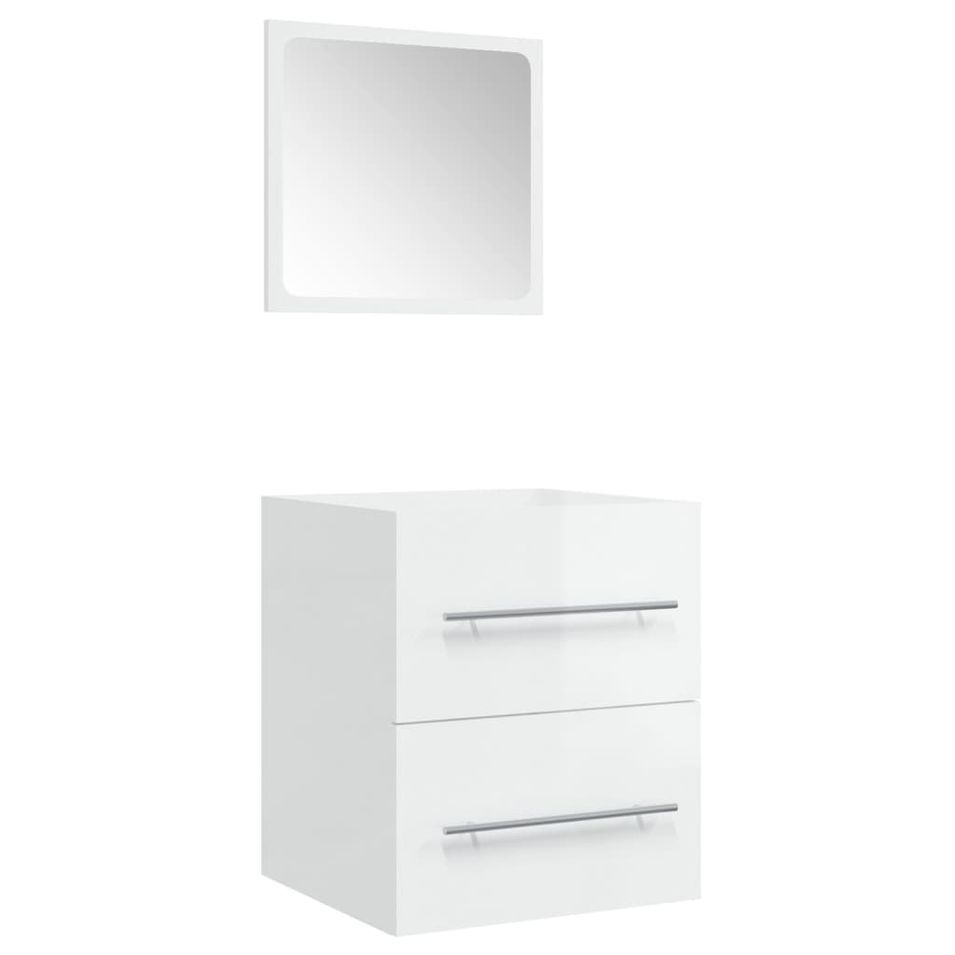 Armoire de salle de bain et miroir Blanc brillant 41x38,5x48 cm - Photo n°1