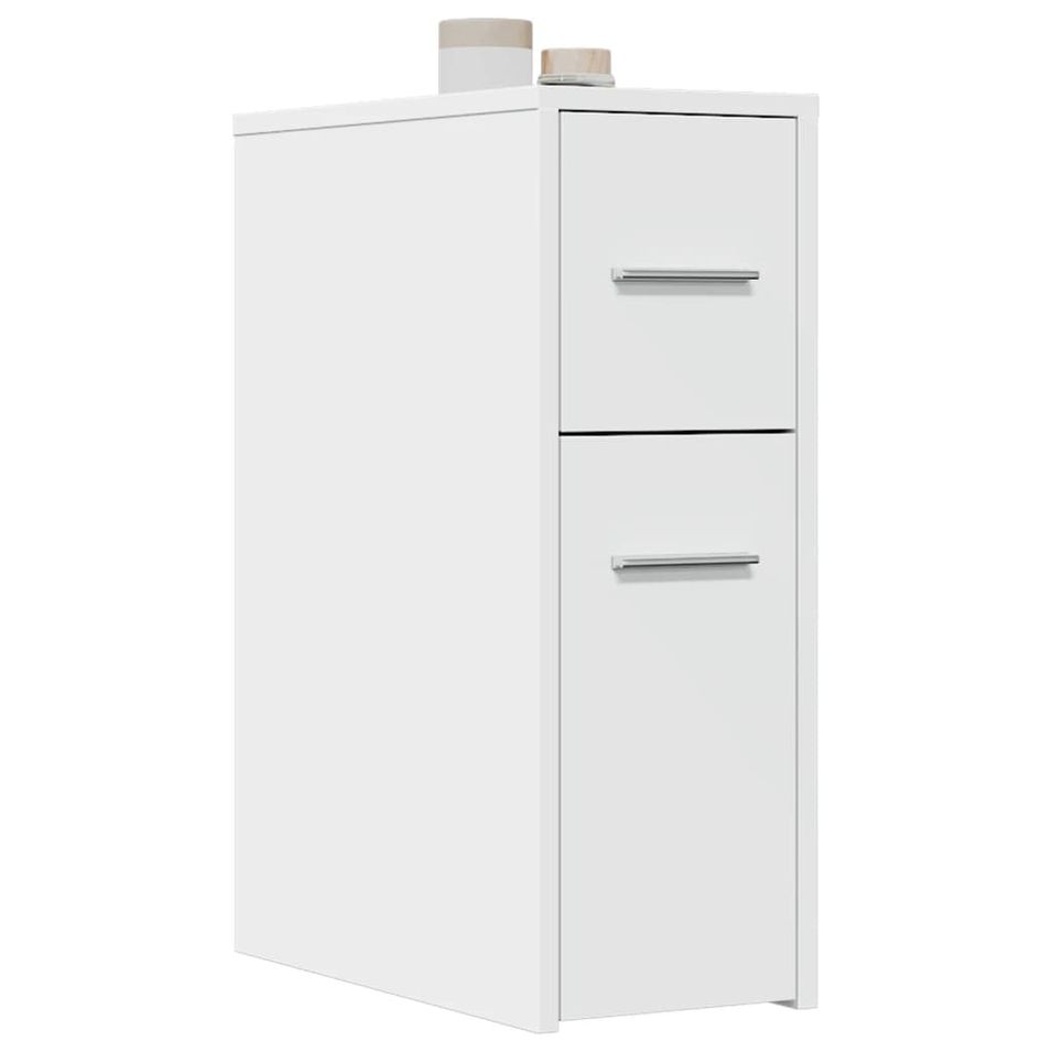 Armoire de salle de bain étroite avec roulettes blanc - Photo n°1