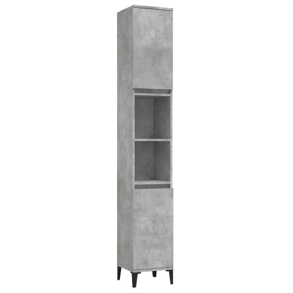 Armoire de salle de bain gris béton 30x30x190 cm - Photo n°1