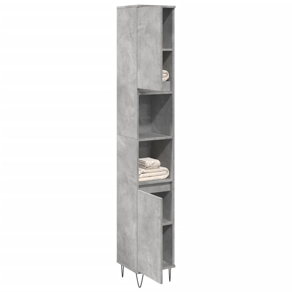 Armoire de salle de bain gris béton 30x30x190 cm - Photo n°1