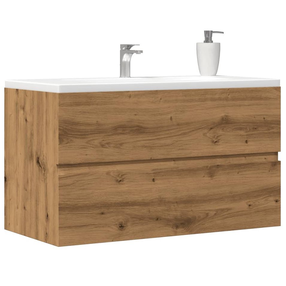 Armoire de salle de bain suspendue chêne artisanal 80x38,5x45cm - Photo n°1