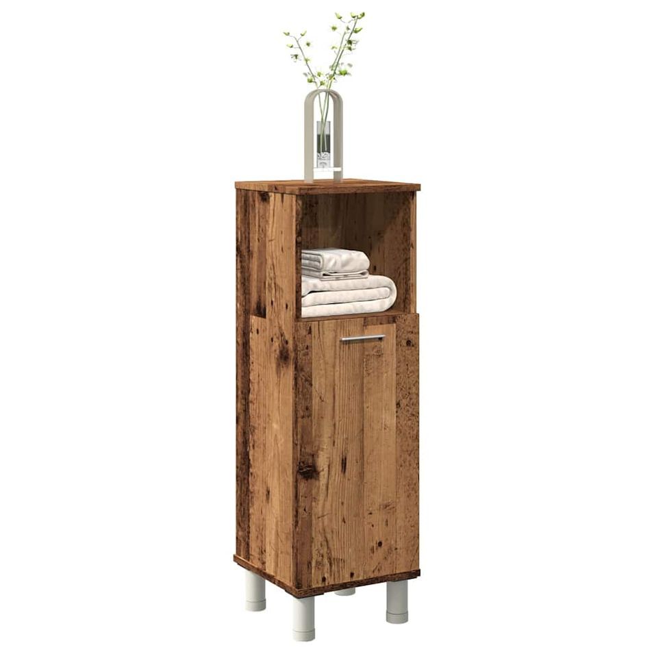 Armoire de salle de bain vieux bois 30x30x95 cm bois ingénierie - Photo n°1