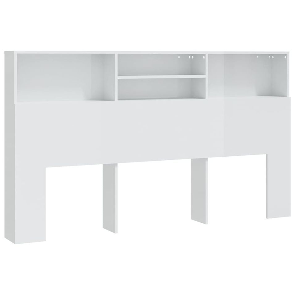 Armoire de tête de lit Blanc brillant 180x19x103,5 cm - Photo n°1