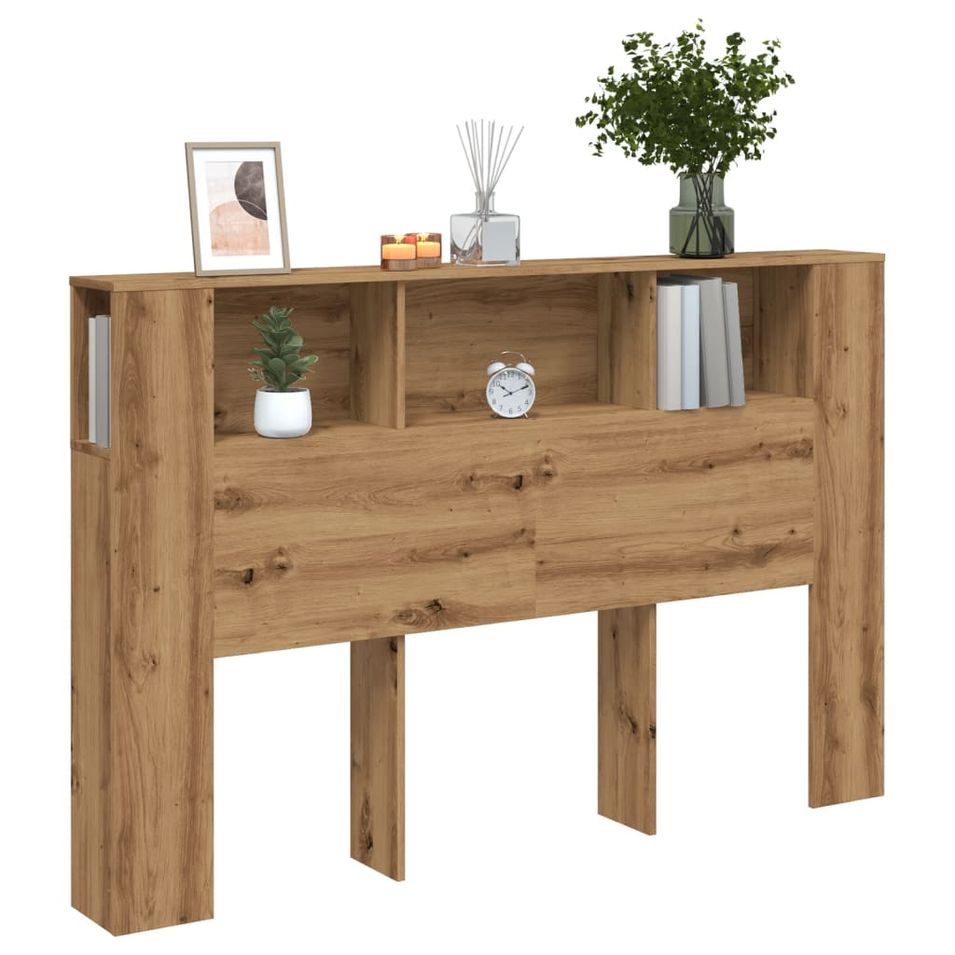 Armoire de tête de lit chêne artisanal 160x18,5x103,5 cm - Photo n°1