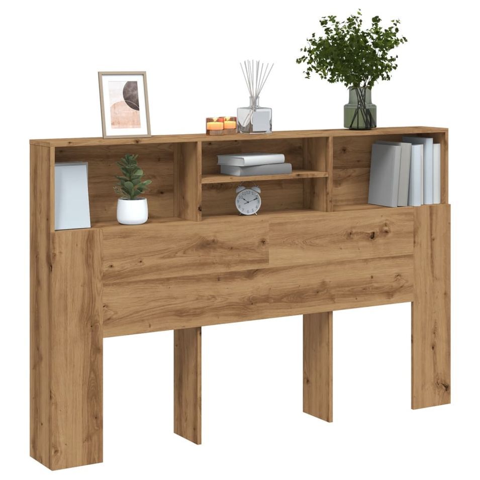 Armoire de tête de lit chêne artisanal 160x19x103,5 cm - Photo n°1