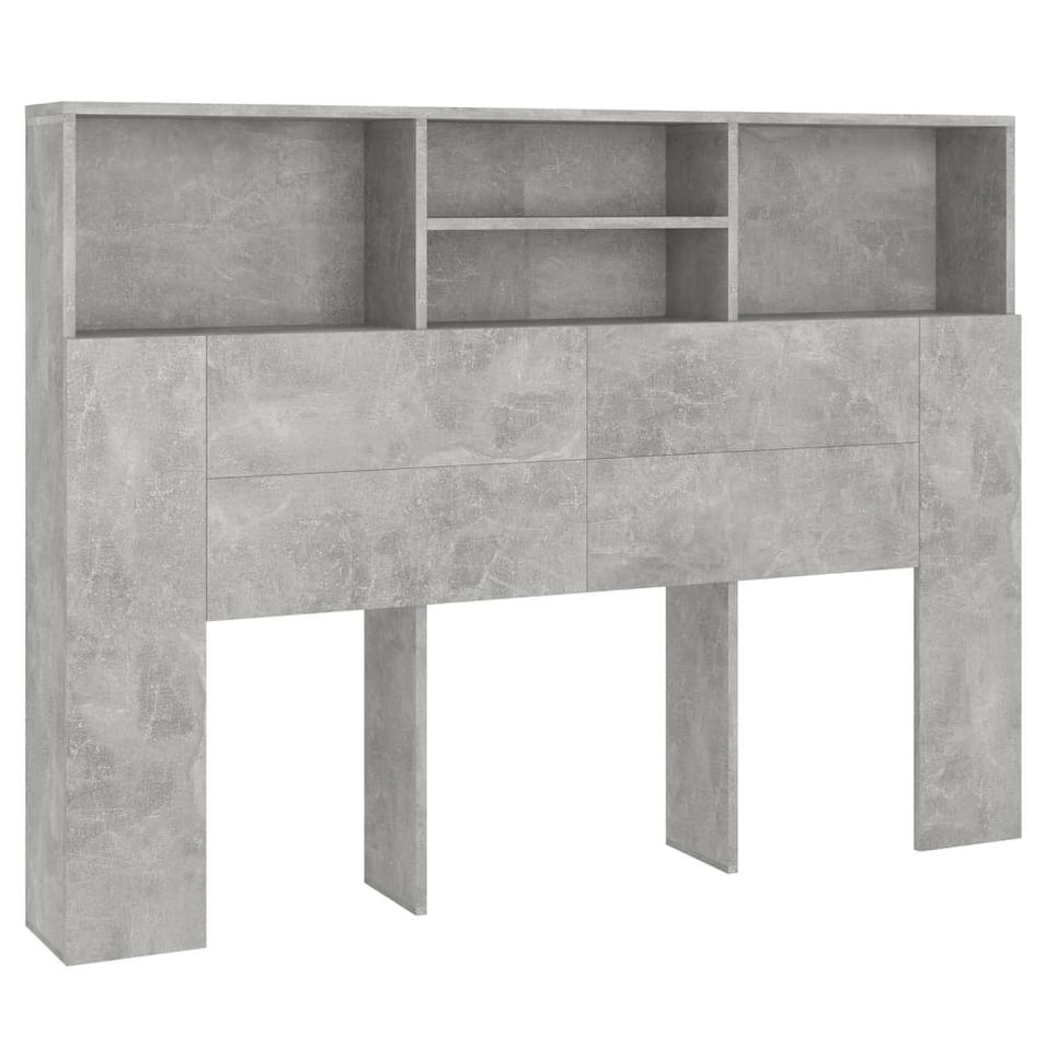 Armoire de tête de lit Gris béton 140x19x103,5 cm - Photo n°1