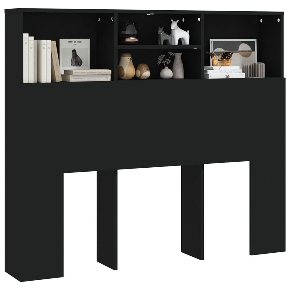 Armoire de tête de lit Noir 120x19x103,5 cm Koza - Photo n°1