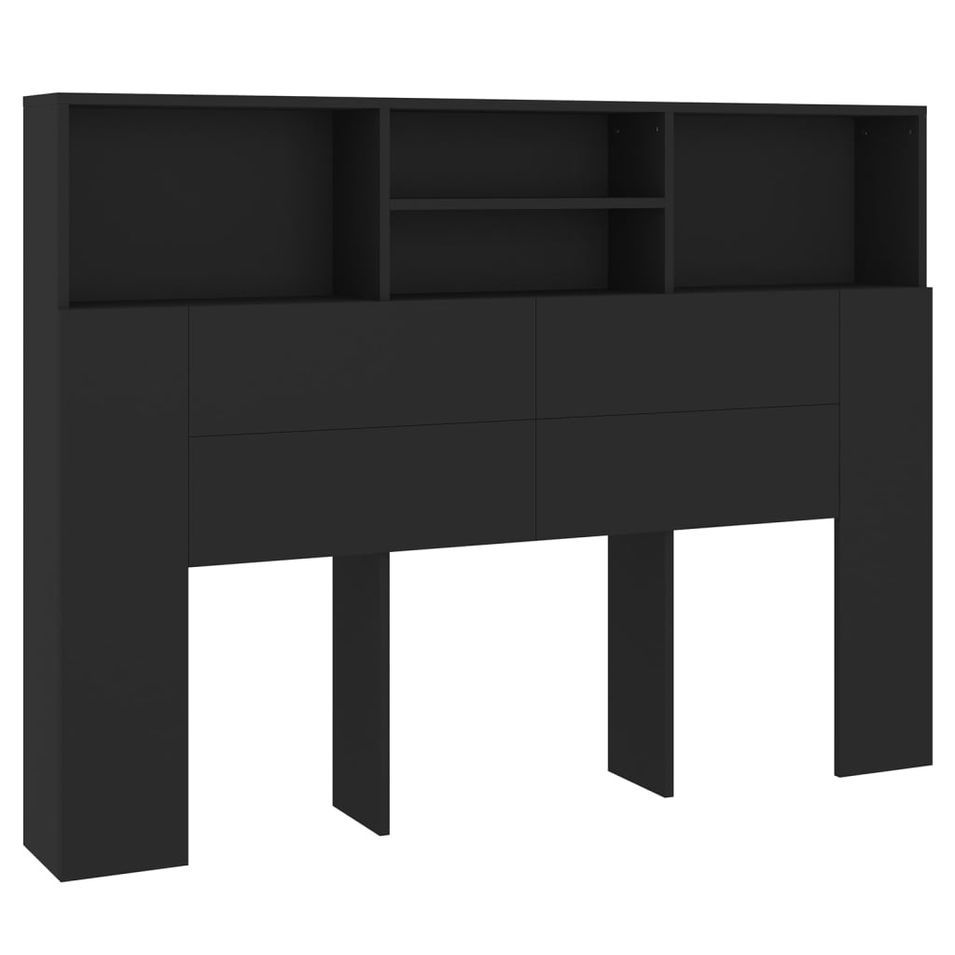 Armoire de tête de lit Noir 140x19x103,5 cm - Photo n°1