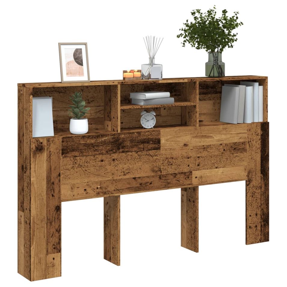 Armoire de tête de lit vieux bois 160x19x103,5 cm - Photo n°1