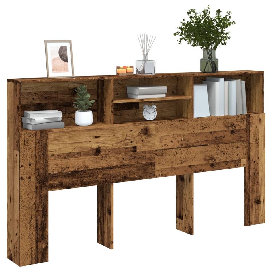 Armoire de tête de lit vieux bois 180x19x103,5 cm - Photo n°1