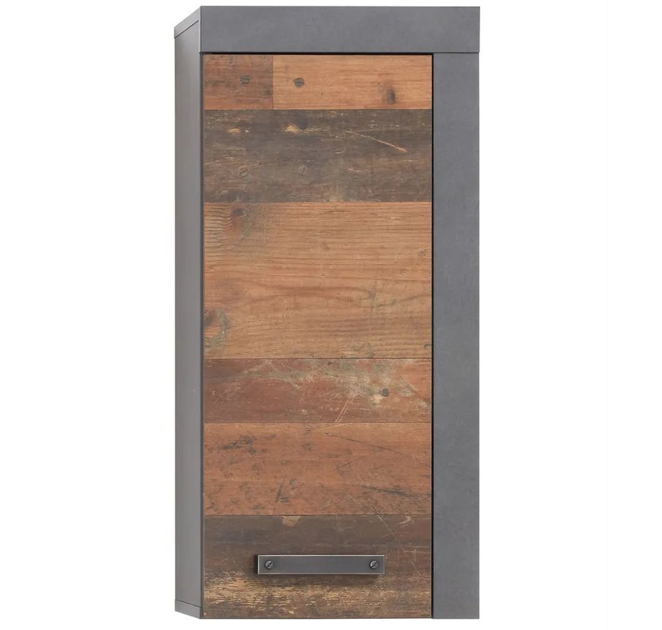 Armoire de toilette 1 porte mélaminé anthracite et noyer Cali - Photo n°1