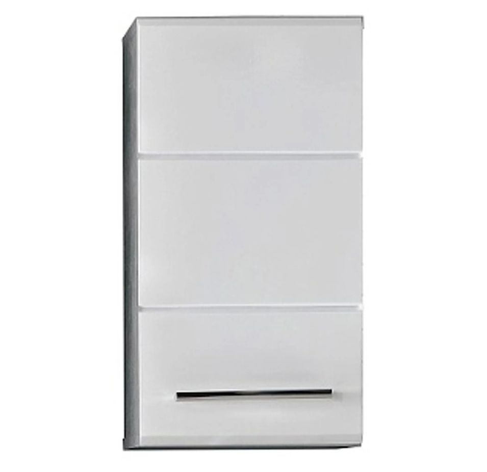 Armoire de toilette 1 porte mélaminé blanc et gris Lenny - Photo n°1