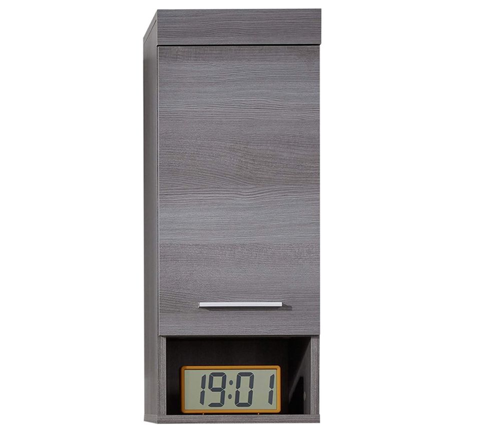 Armoire de toilette 1 porte mélaminé chêne foncé Rune - Photo n°1