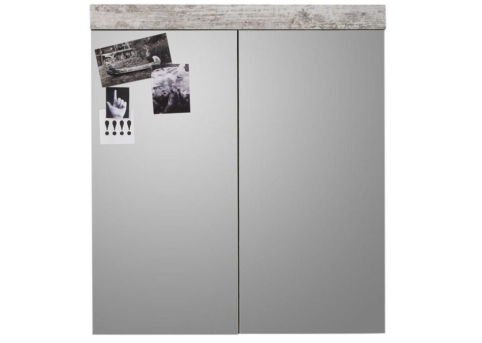 Armoire de toilette 2 portes mélaminé blanc avec miroir Cali - Photo n°1