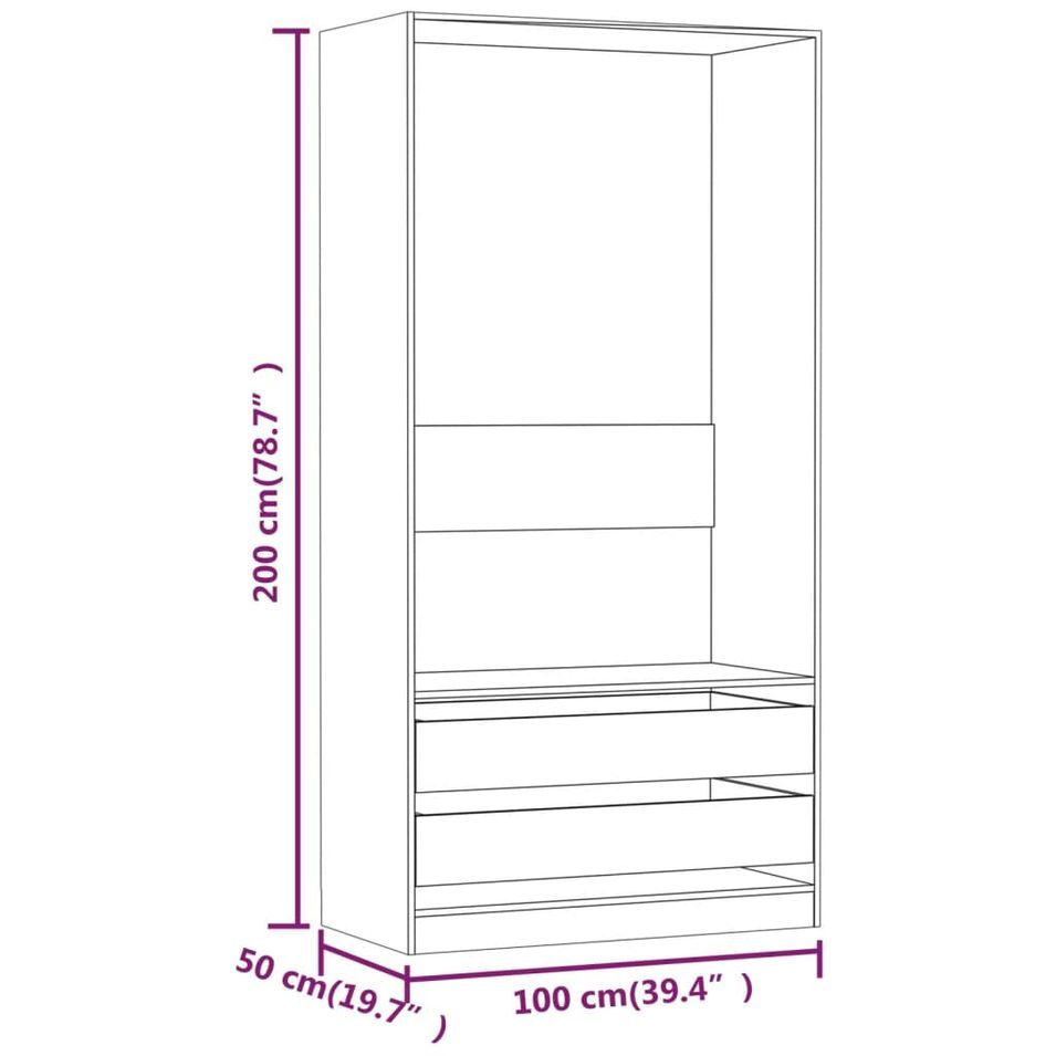 Armoire dressing 1 penderie 2 tiroirs 100 cm - Collection Kodok - Photo n°11