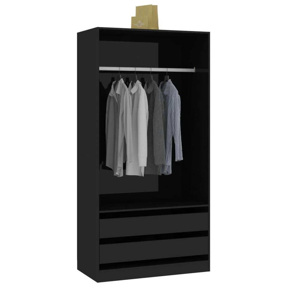Armoire dressing 1 penderie 2 tiroirs 100 cm - Collection Kodok - Photo n°1