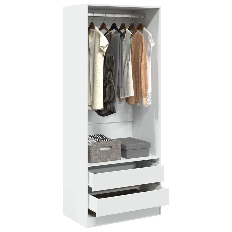 Armoire dressing 1 penderie 2 tiroirs 80 cm - Collection Kodok - Photo n°1