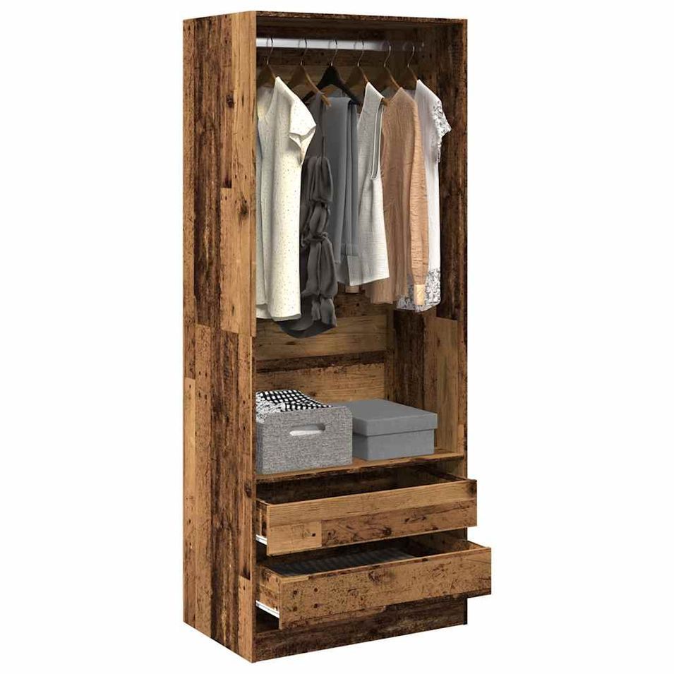 Armoire dressing 1 penderie 2 tiroirs 80 cm - Collection Kodok - Photo n°1