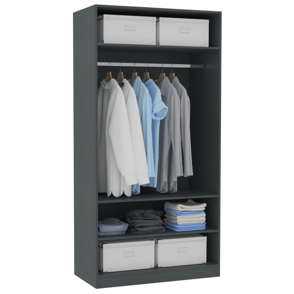 Armoire dressing 1 penderie 3 étagères 100 cm - Collection Klozer - Photo n°1