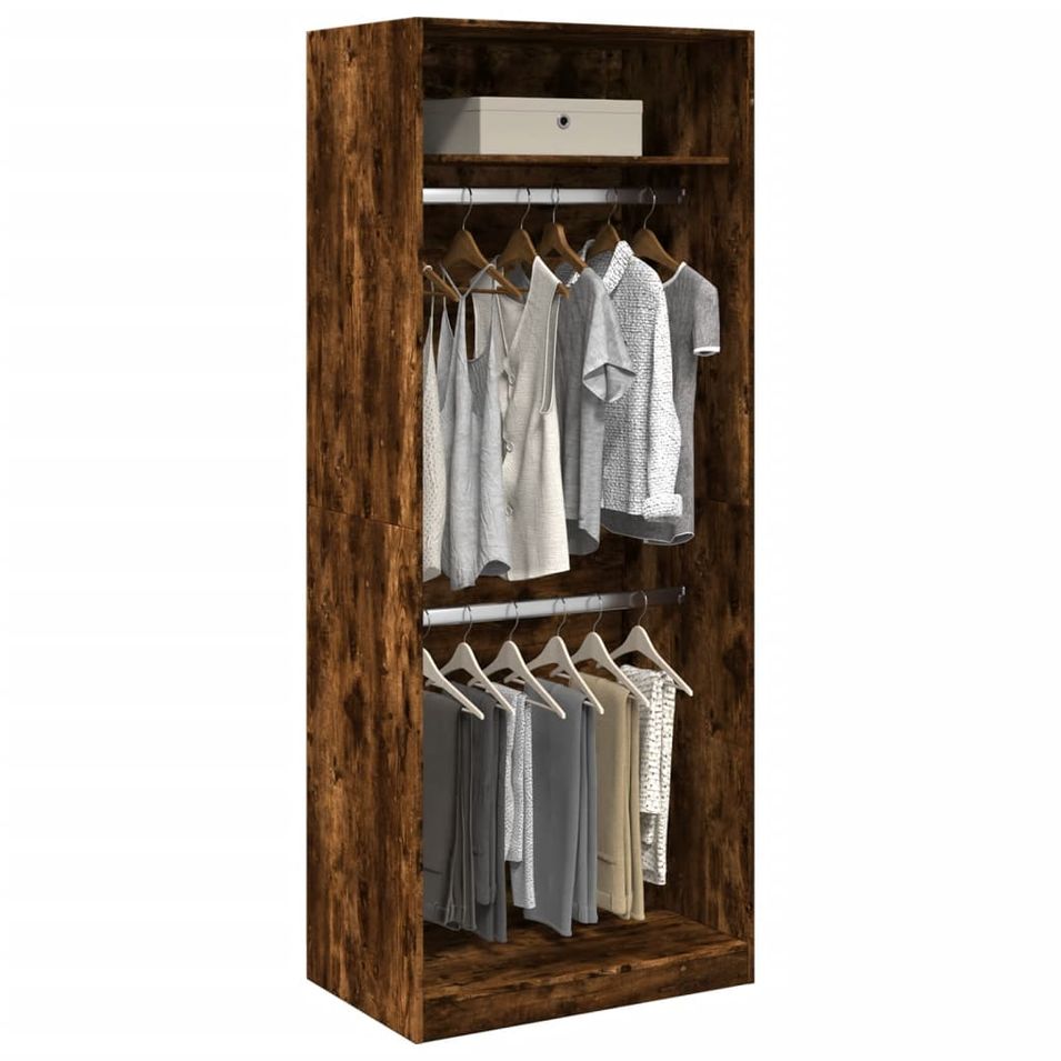 Armoire dressing 2 penderies 1 étagère 80 cm - Collection Laker - Photo n°1
