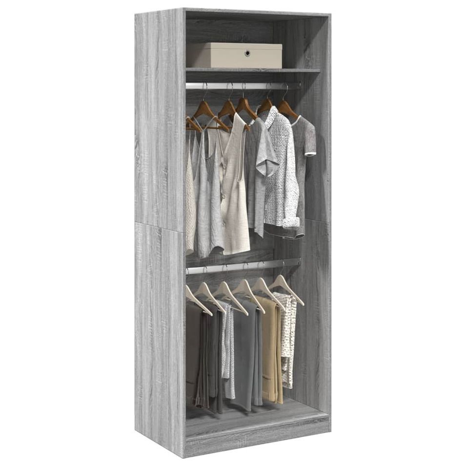Armoire dressing 2 penderies 1 étagère 80 cm - Collection Laker - Photo n°1