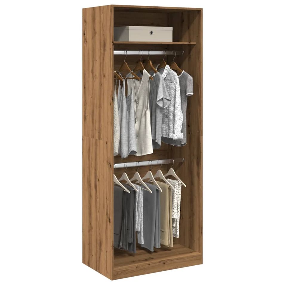 Armoire dressing 2 penderies 1 étagère 80 cm - Collection Laker - Photo n°1