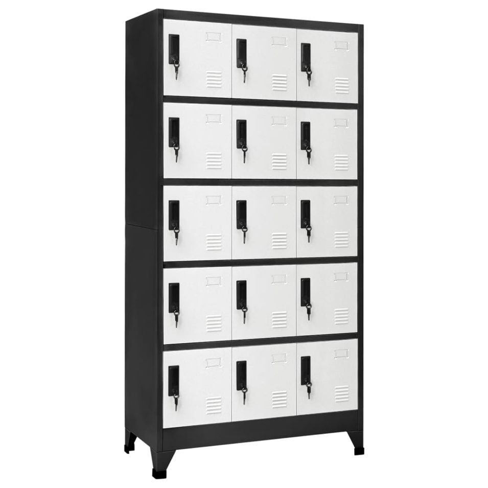 Armoire en acier Koface 90 cm – 15 casiers avec fermeture à clé - Photo n°1