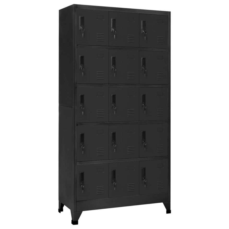 Armoire en acier Koface 90 cm – 15 casiers avec fermeture à clé - Photo n°1