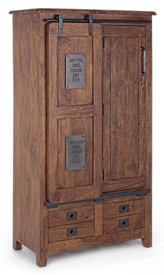 Armoire en bois de manguier 2 portes 2 tiroirs Juna L 89 cm - Photo n°1