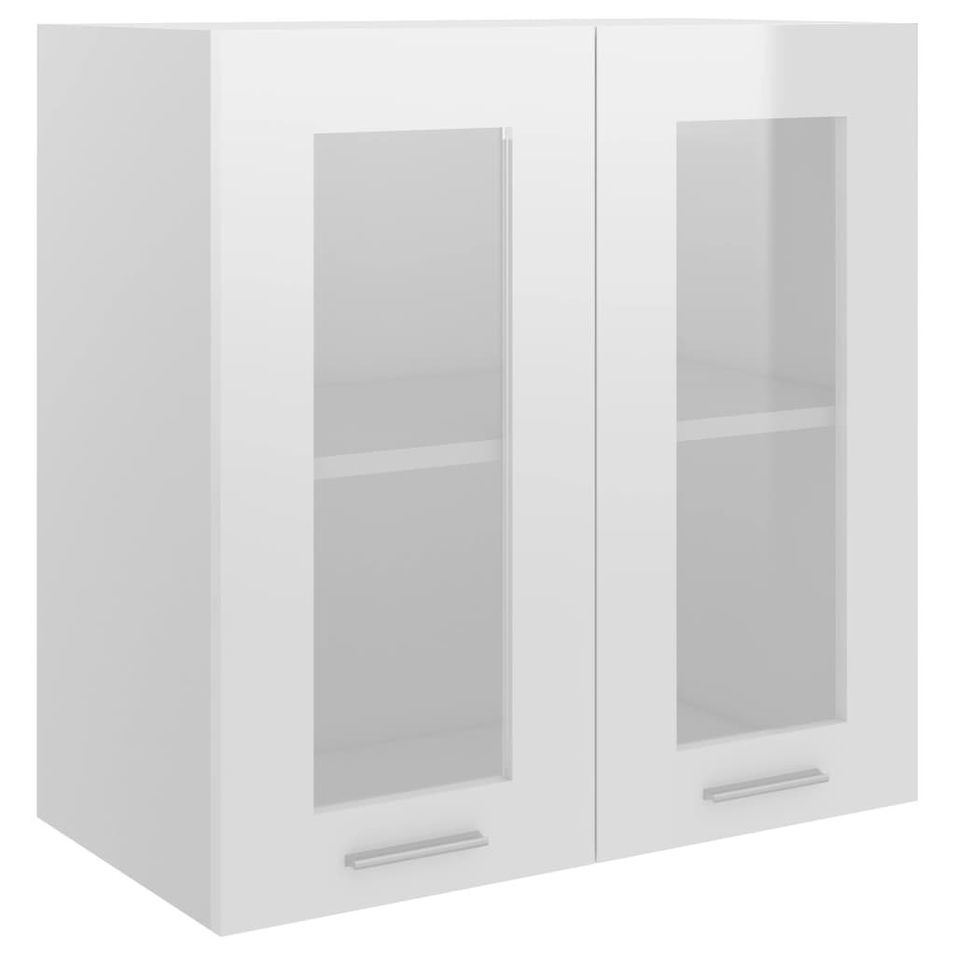 Armoire en verre suspendue Blanc brillant 60x31x60 cm - Photo n°1