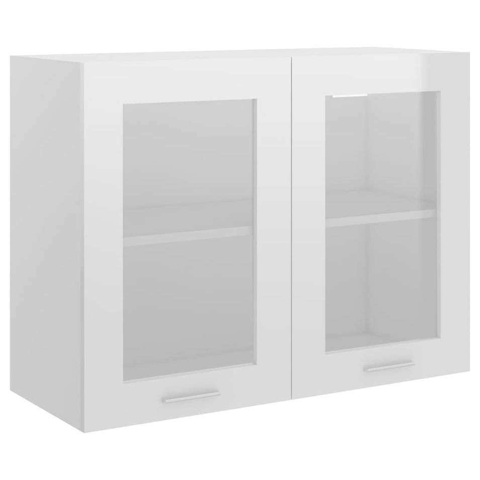 Armoire en verre suspendue Blanc brillant 80x31x60 cm - Photo n°1