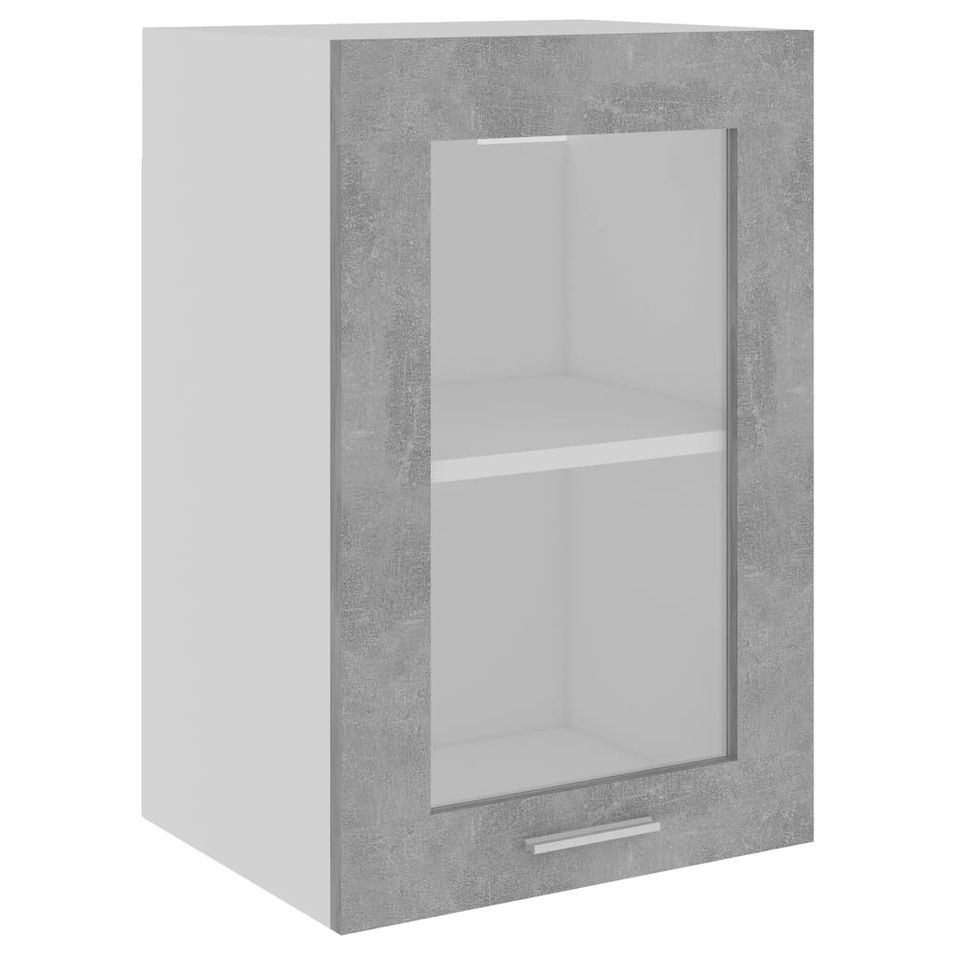 Armoire en verre suspendue Gris béton 40x31x60 cm - Photo n°1