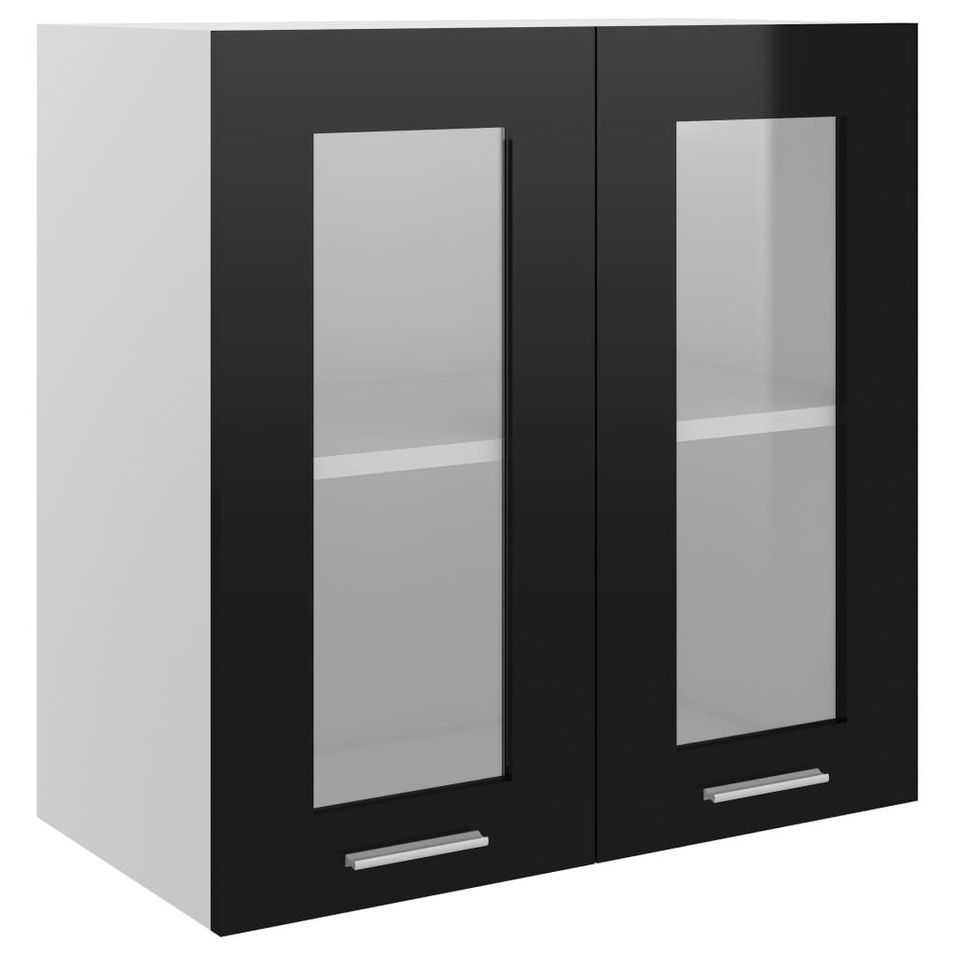 Armoire en verre suspendue Noir brillant 60x31x60 cm - Photo n°1