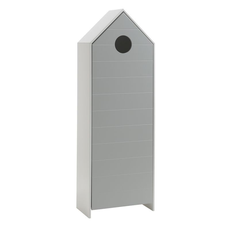 Armoire enfant 1 porte cabine de plage bois laqué gris Camila - Photo n°1