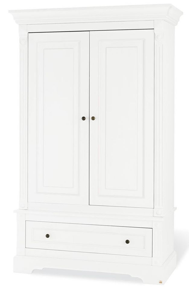 Armoire enfant 2 portes 2 tiroirs bois laqué mat blanc Emilia - Photo n°1