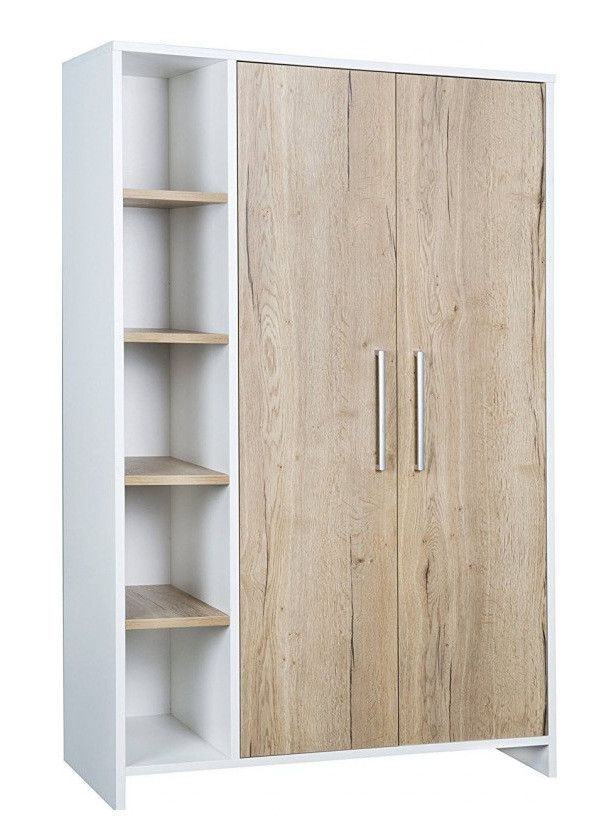 Armoire bébé 2 portes bois blanc et chêne clair Eco Plus - Photo n°1