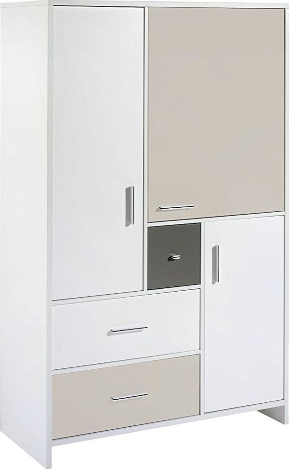 Armoire enfant 3 portes bois blanc et beige Candy - Photo n°1