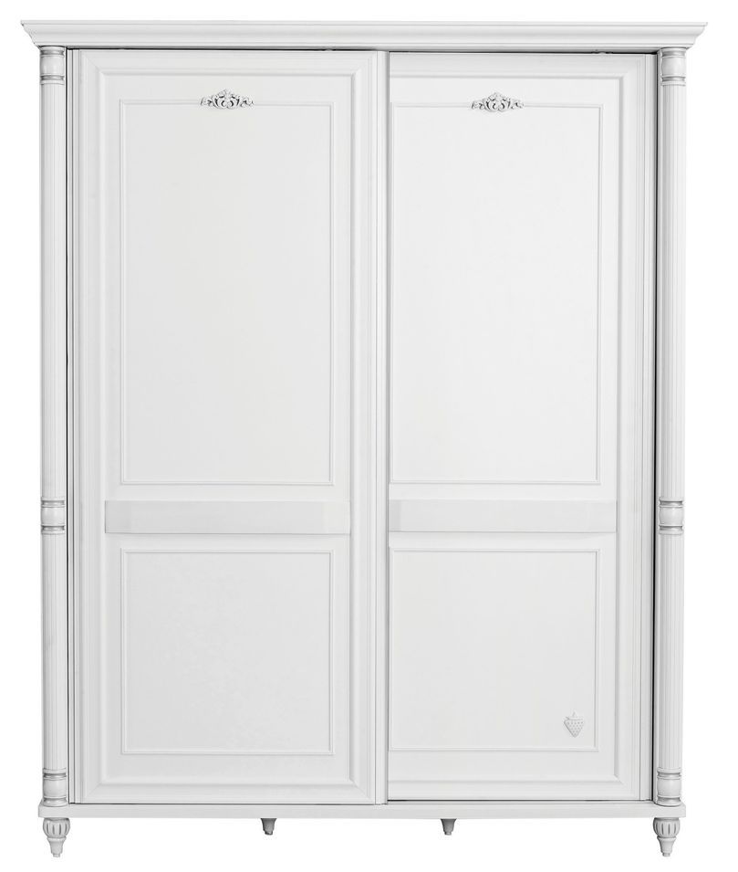 Armoire enfant blanche 2 portes coulissantes Romantika 170 cm - Photo n°1