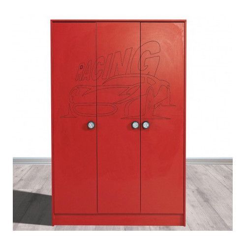 Armoire enfant rouge 3 portes Sporting - Photo n°1