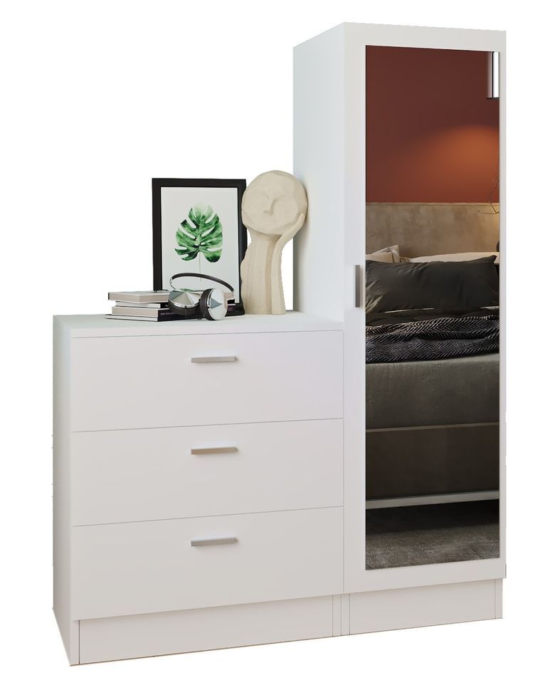 Armoire et commode polyvalente blanche Dreka 100 cm - Photo n°1