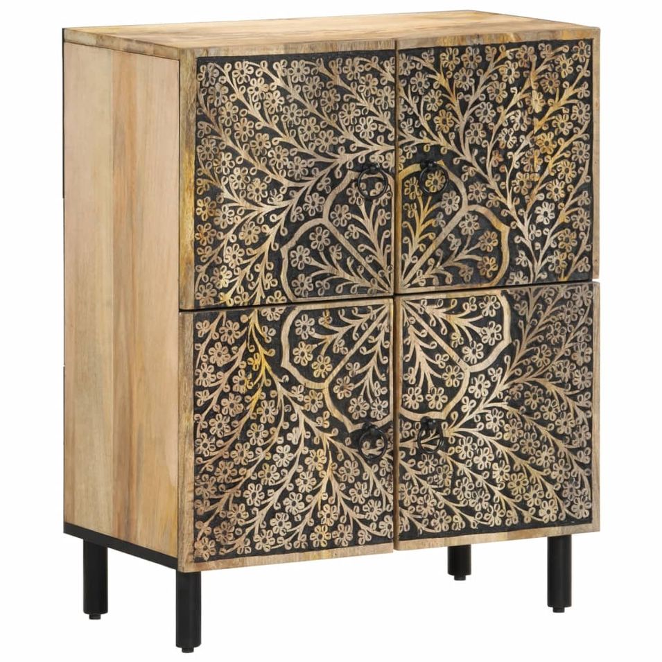 Armoire latérale 60x33x75 cm bois massif de manguier - Photo n°1