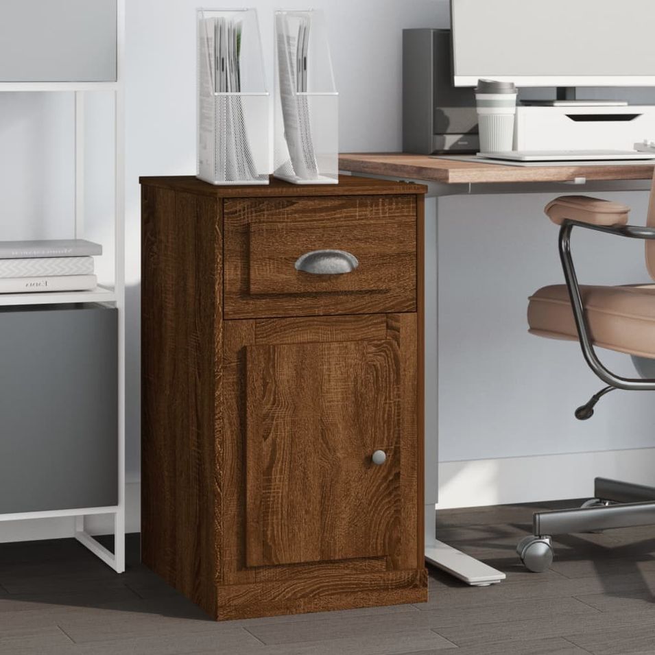 Armoire latérale avec tiroir chêne marron 40x50x75 cm - Photo n°1