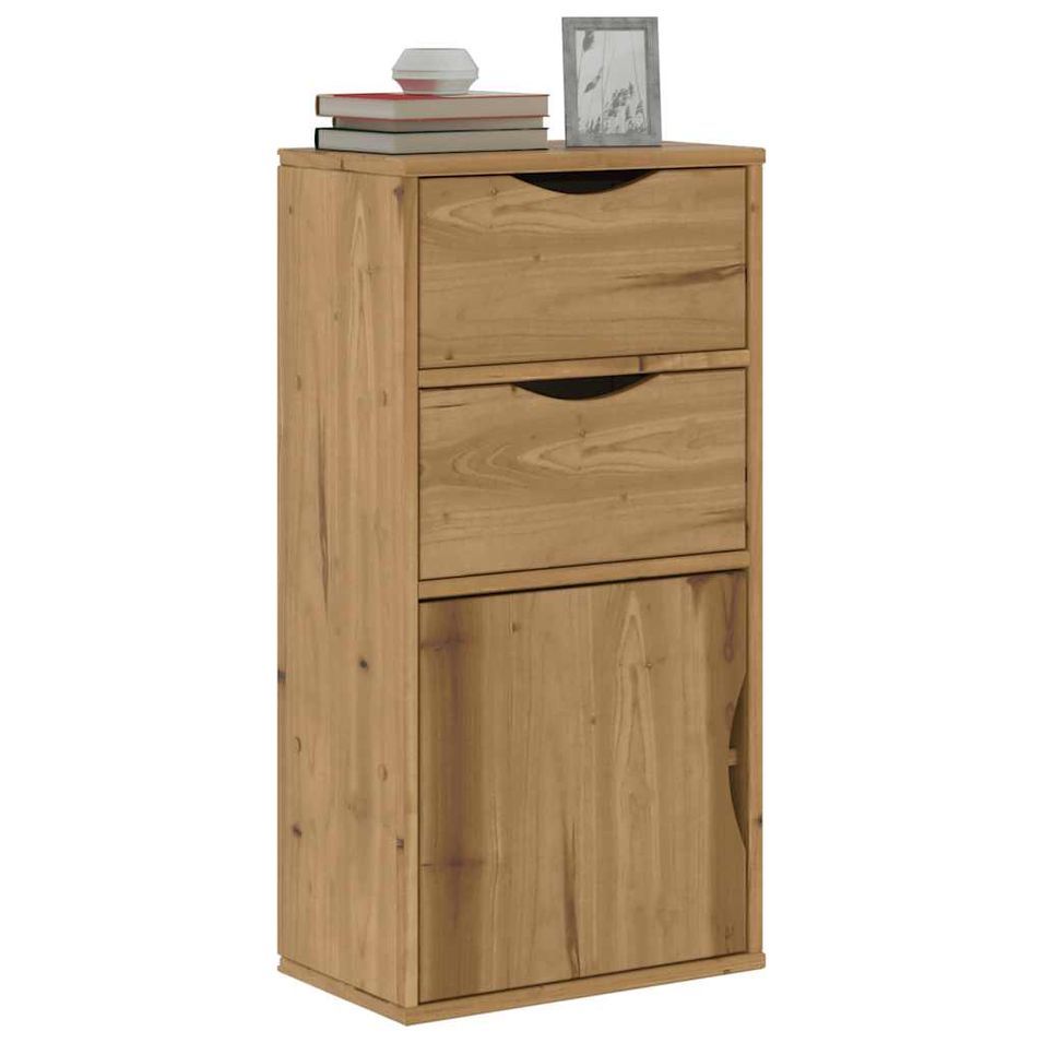 Armoire latérale avec tiroirs ODDA 40x24x79 cm bois massif pin - Photo n°1