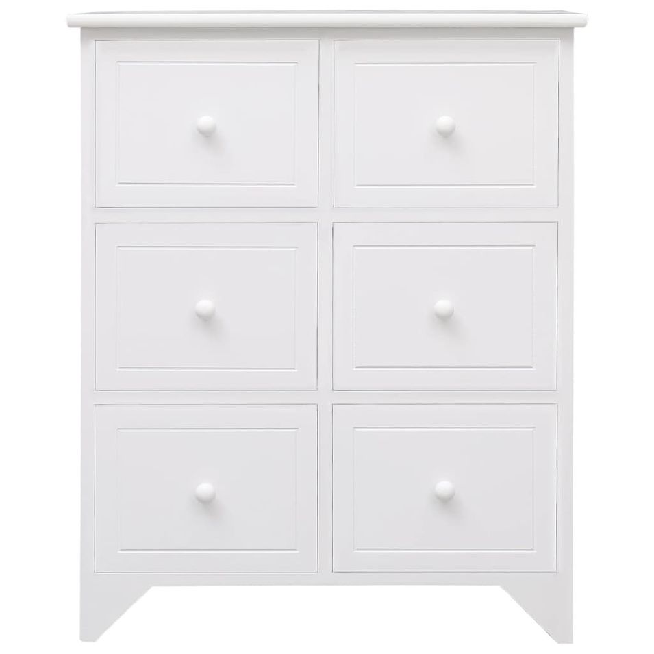 Armoire latérale et 6 tiroirs Blanc 60x30x75 cm Bois Paulownia - Photo n°1