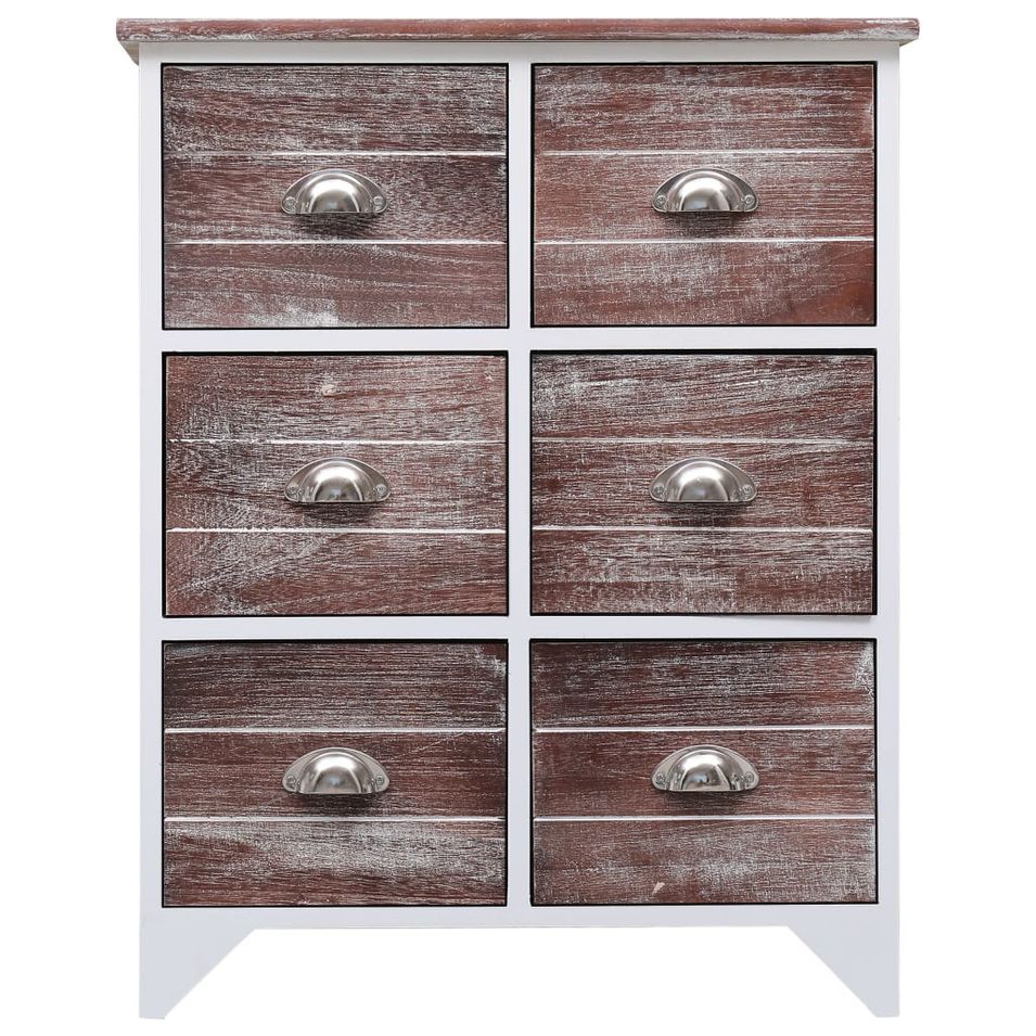 Armoire latérale et 6 tiroirs Marron 60x30x75 cm Bois Paulownia - Photo n°1