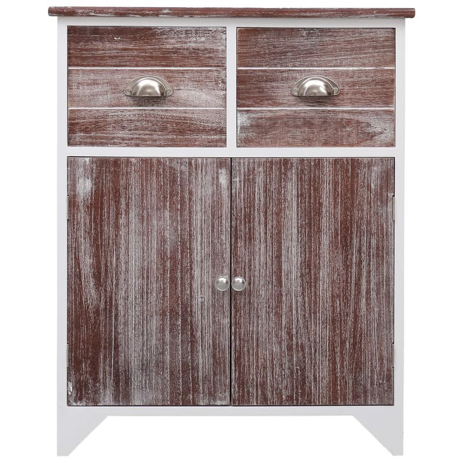 Armoire latérale Marron et blanc 60x30x75 cm Bois de Paulownia - Photo n°1